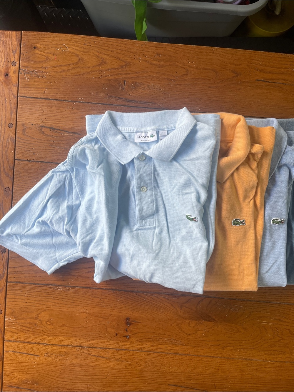 Lacoste Polo Bundle in Light Blue, Mustard & Slate Blue, grey, heather blue. - Picture 3 of 3